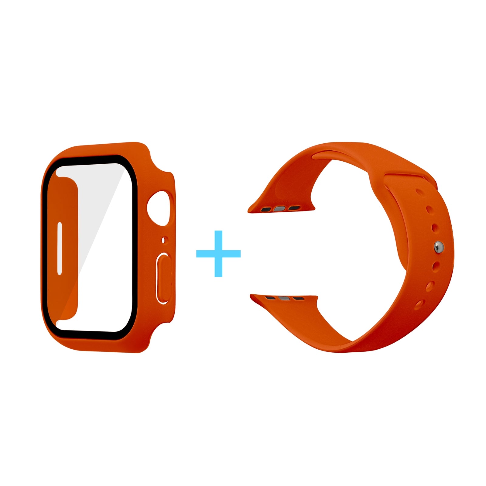 For Apple Watch Series 7 41mm Silicone Durable Watch Band+Hard PC Case with Built-in Tempered Glass Screen Film Size M L For Apple Watch Series 7 41mm Silicone Durable Watch Band+Hard PC Case with Built-in Tempered Glass Screen Film Size M L